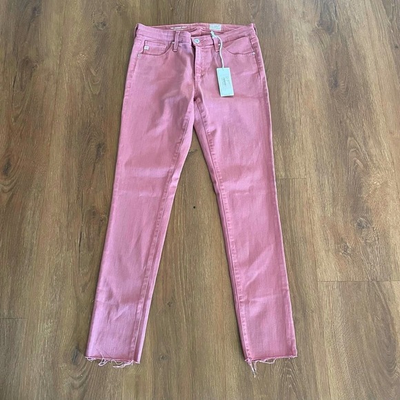 NEW AG Adriano Goldschmied Jeans Legging Ankle Super Skinny Raw Hem Pink Size 27 - Picture 3 of 7